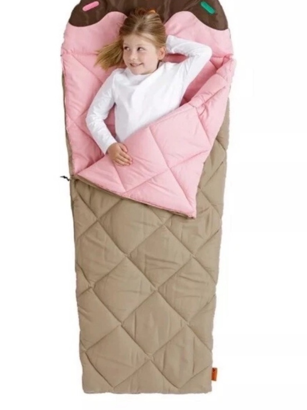 Ozark Trail Pink & Tan Kids Sprinkles Ice Cream Cone Style Sleeping Bag